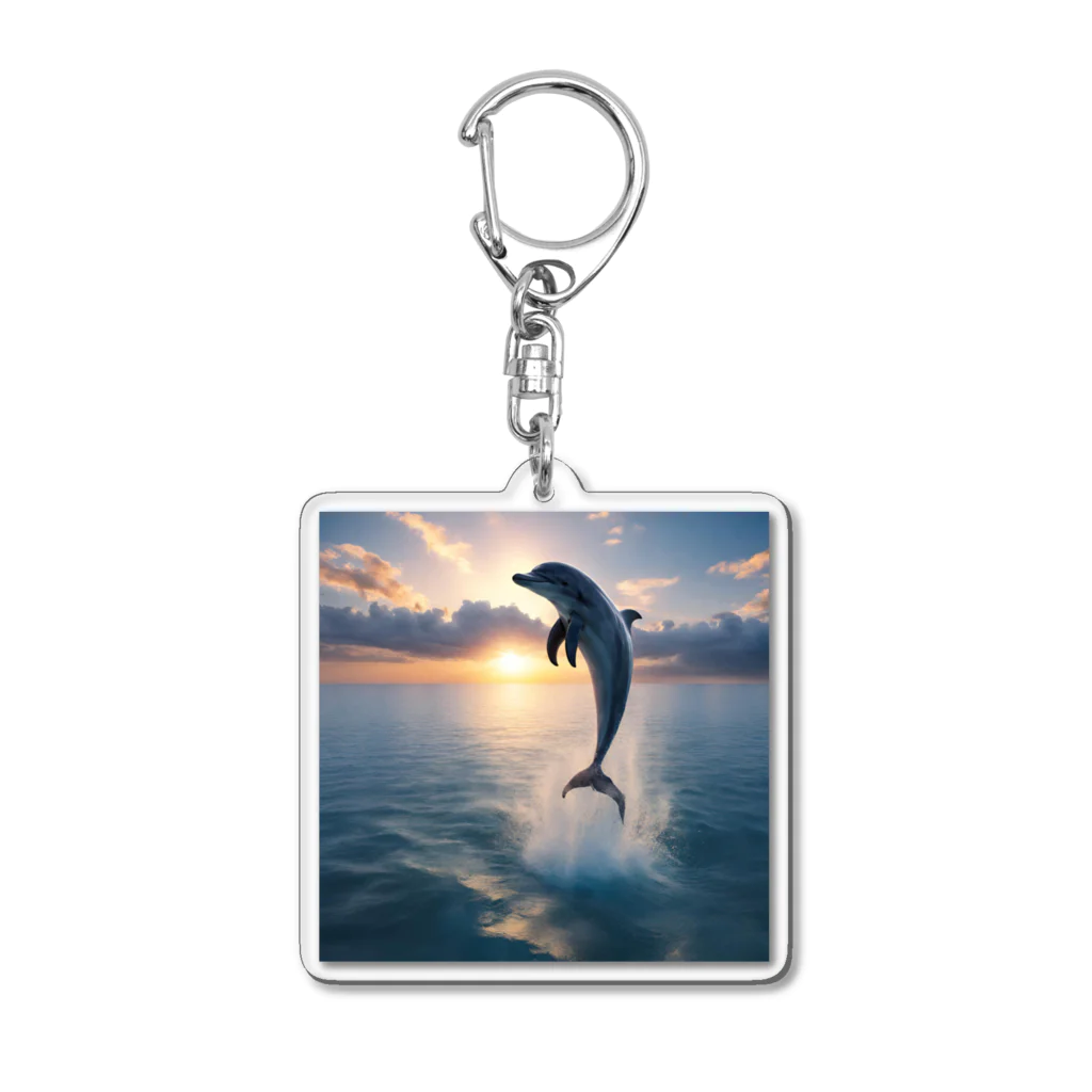 ai美女ショップの夕日とイルカ🐬🌅 Acrylic Key Chain