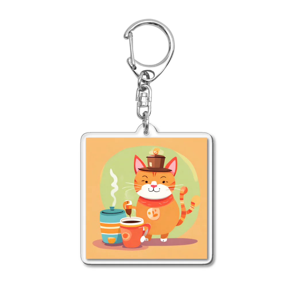 piyomingoのコーヒー猫マン Acrylic Key Chain