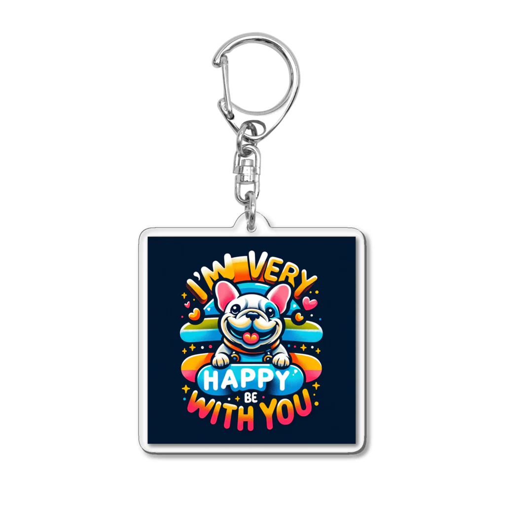 Ichigo-to-daifukuの貴方と居るととても幸せ　フレンチブルドッグの大福 Acrylic Key Chain