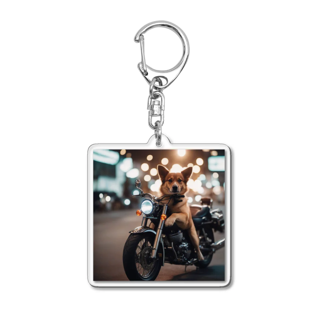 くろねこの雑貨屋のバイクに乗っているワンちゃん Acrylic Key Chain