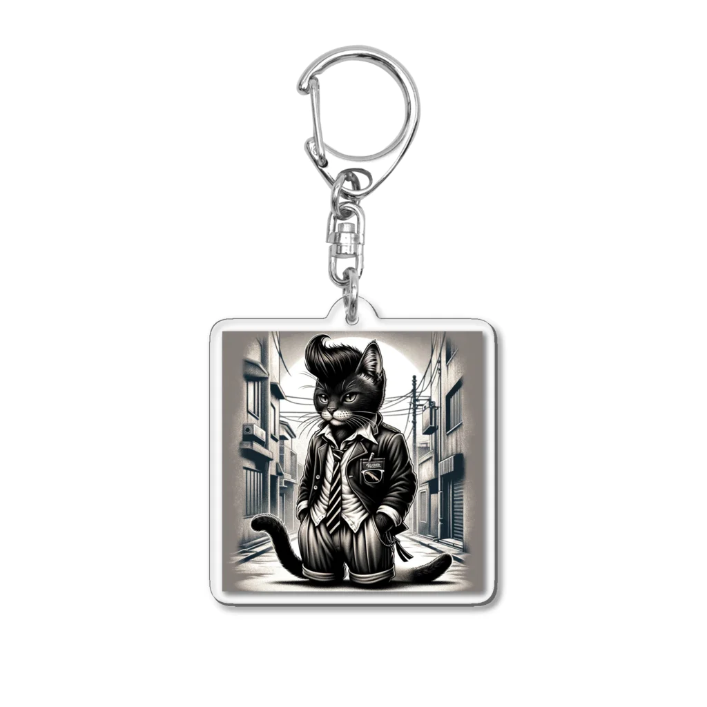 cc-akの男らしいねこ Acrylic Key Chain