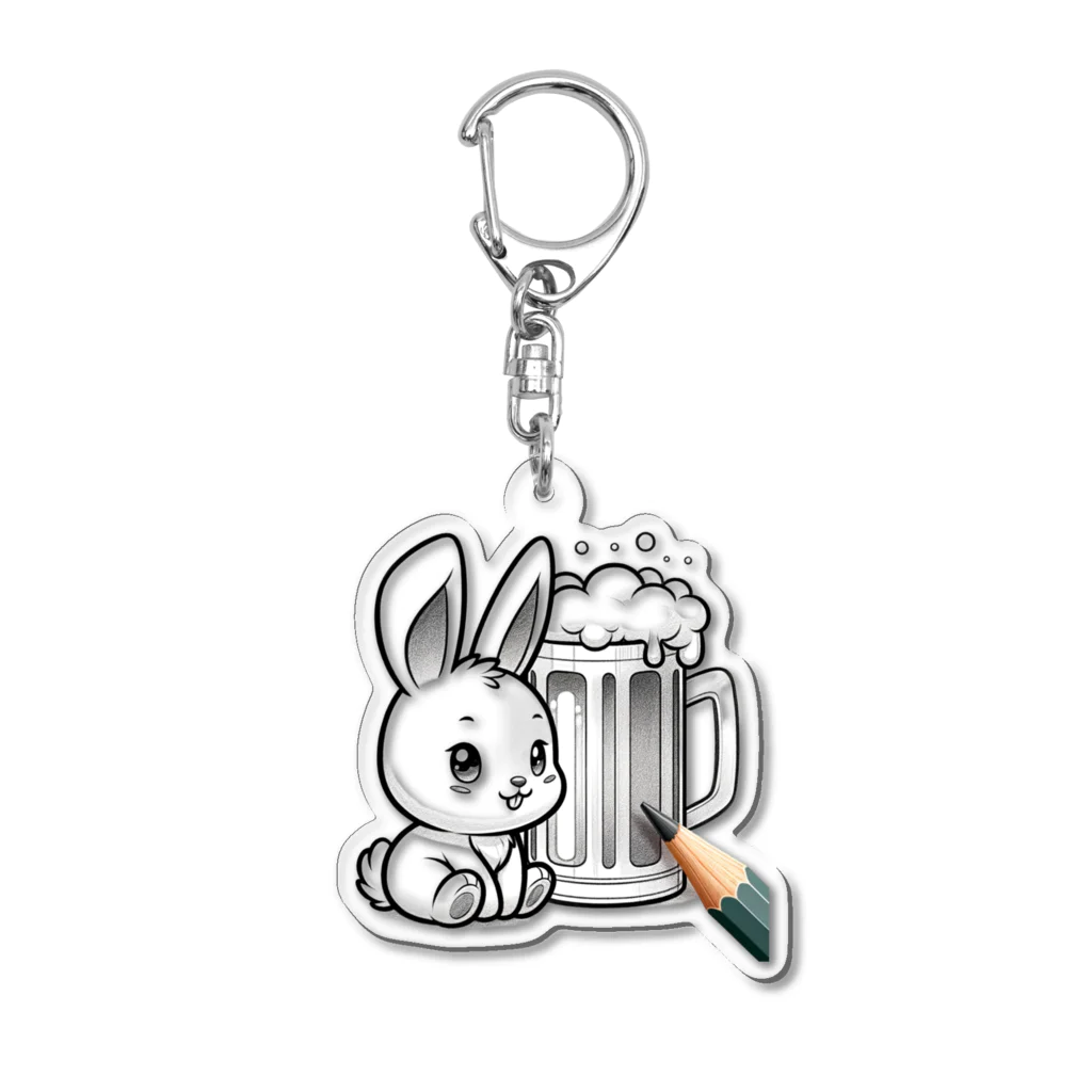 bottaの可愛いウサギ(垂れ耳ビール)05 Acrylic Key Chain