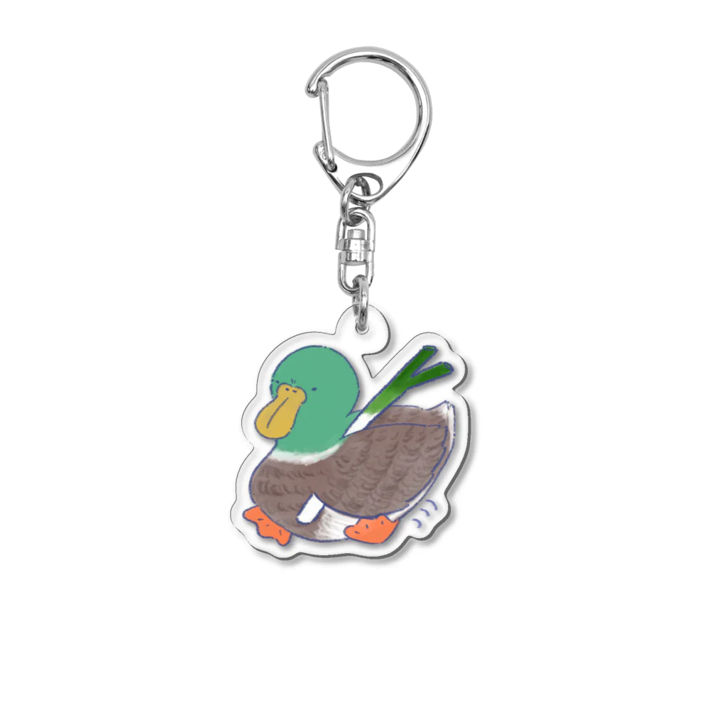 きょーりゅーと鳥さんといきものーずのカモがネギしょって Acrylic Key Chain