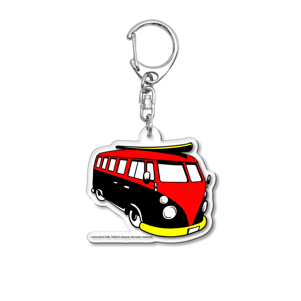 ファンシーTシャツ屋のレッド&ブラックのビーチバス Acrylic Key Chain