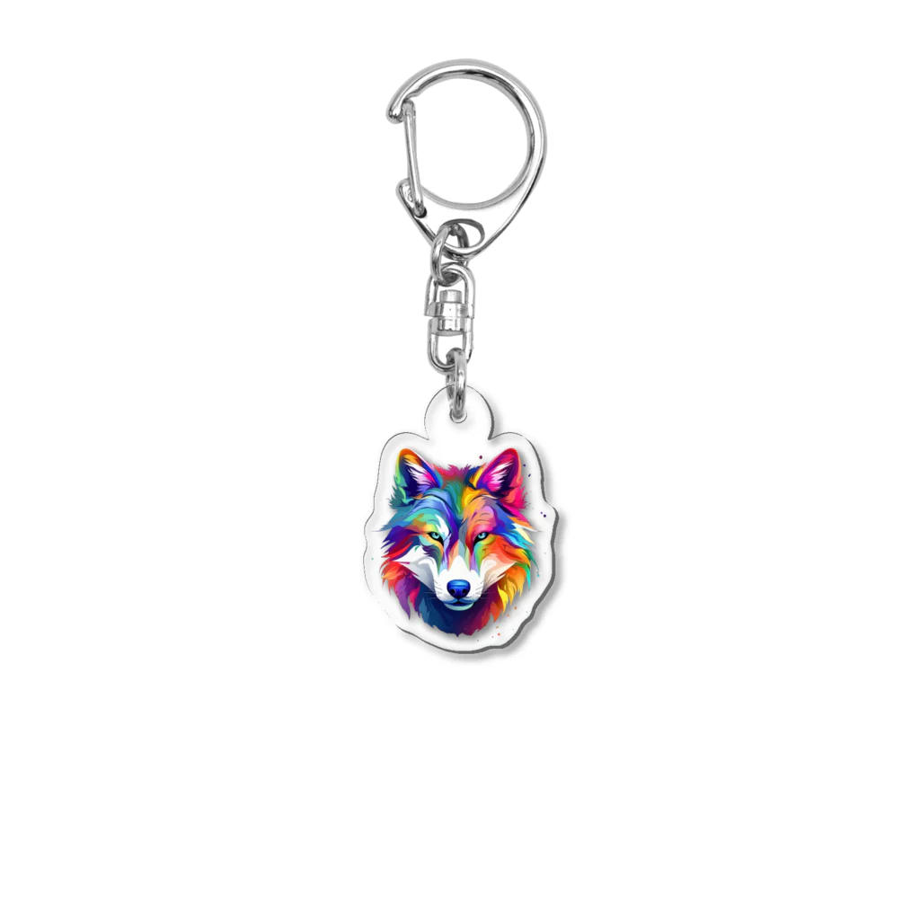 MK's SOLUTIONのカラフルなおおかみ Acrylic Key Chain