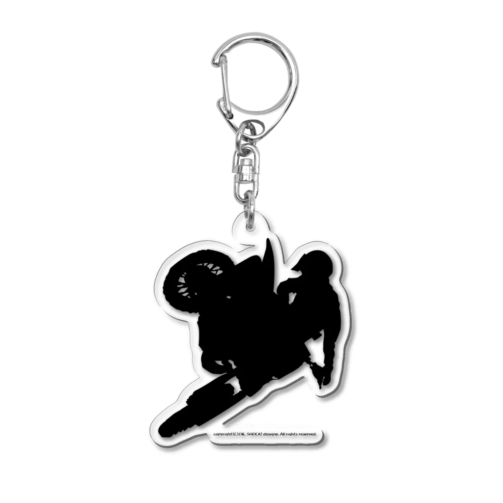 ファンシーTシャツ屋のオフロードバイクでエアーを決めるシルエット Acrylic Key Chain