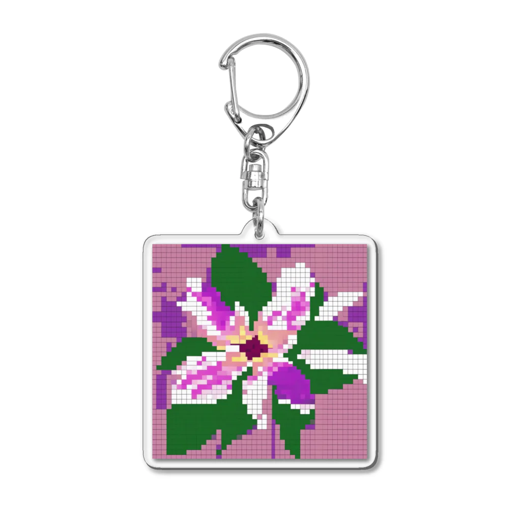 noaru633のドット絵のクレマチス Acrylic Key Chain