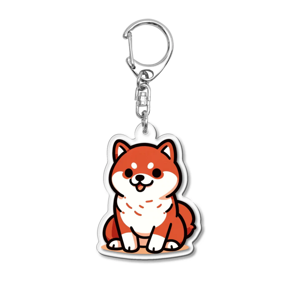 WANnyanDesign 犬猫イラストレーターの柴犬４（茶・待て） Acrylic Key Chain