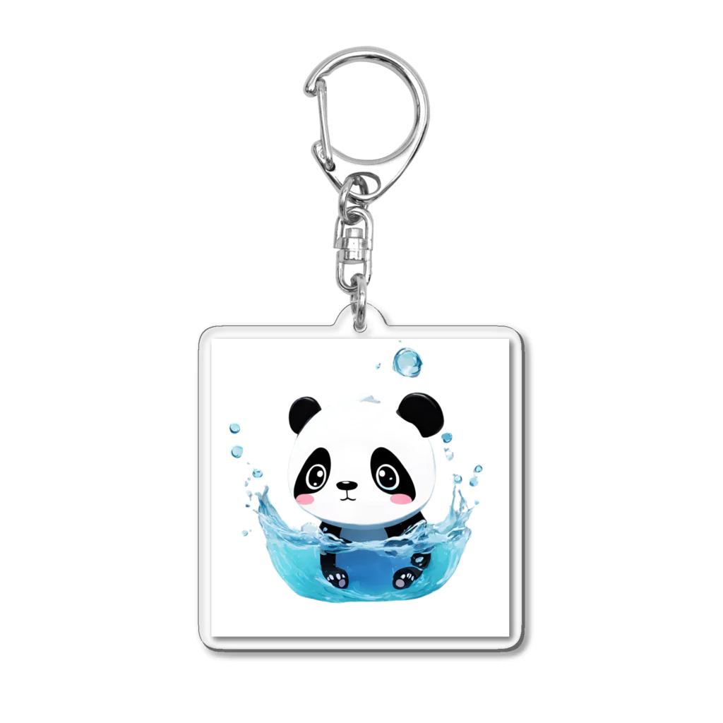 waterpandaの水に落ちるパンダ Acrylic Key Chain