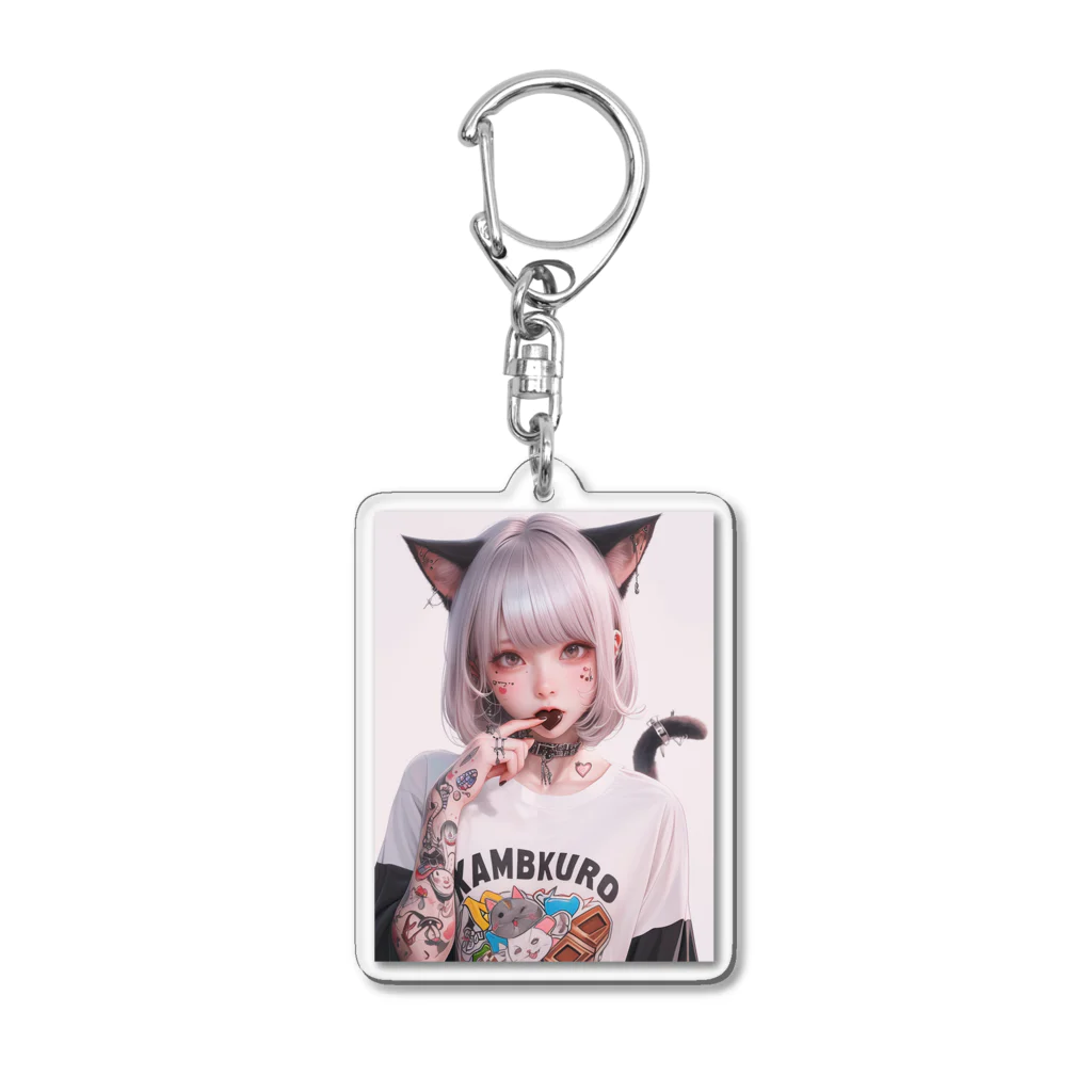 KAMIBUKROのチョコを加えるケモ耳美女 Acrylic Key Chain