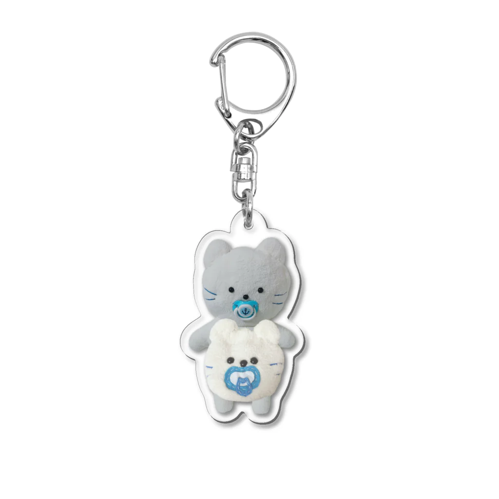 ニャンべびぃのニャンべびぃ クマべびぃ 共存アクキー Acrylic Key Chain