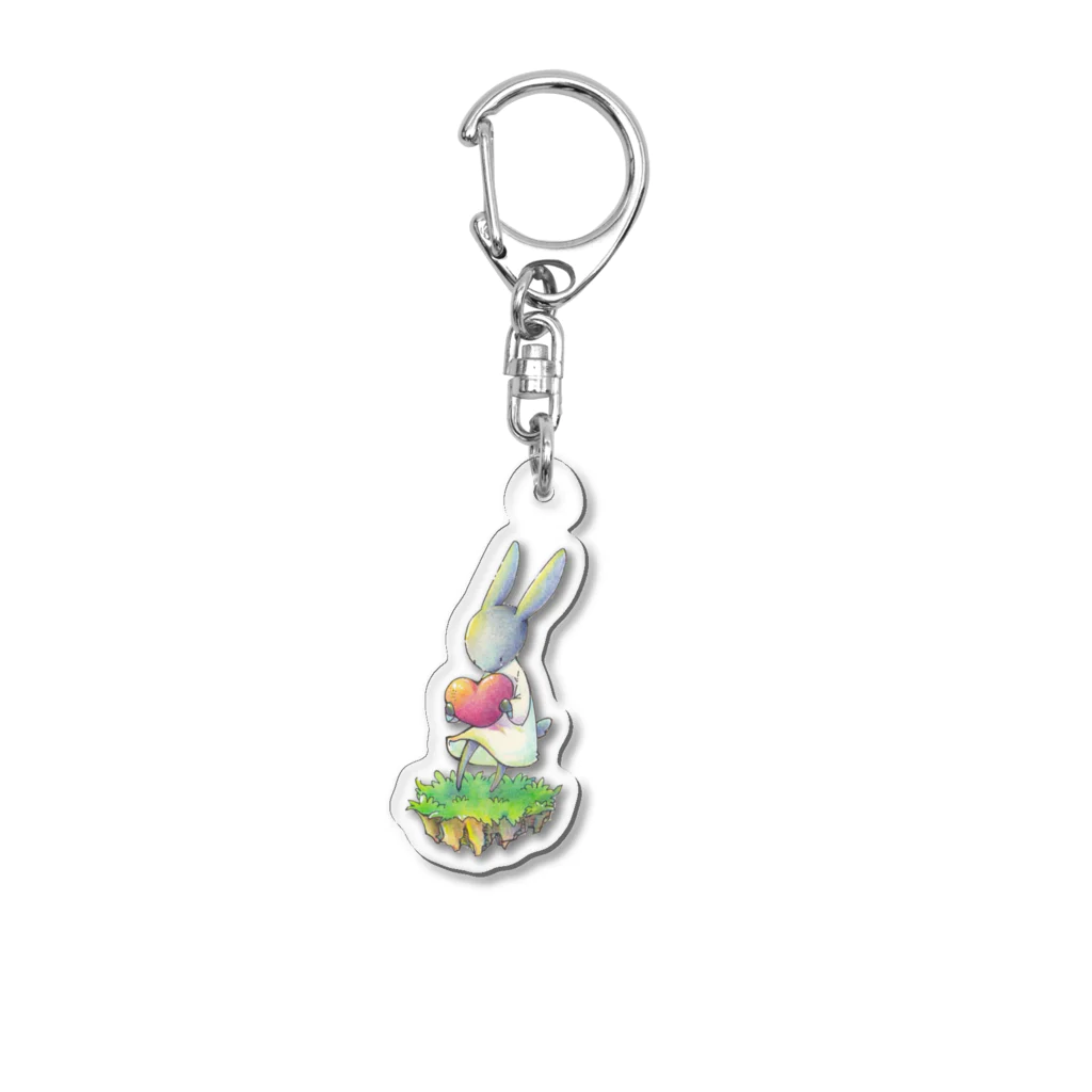 灰色の犬のとうだいもりのハート Acrylic Key Chain