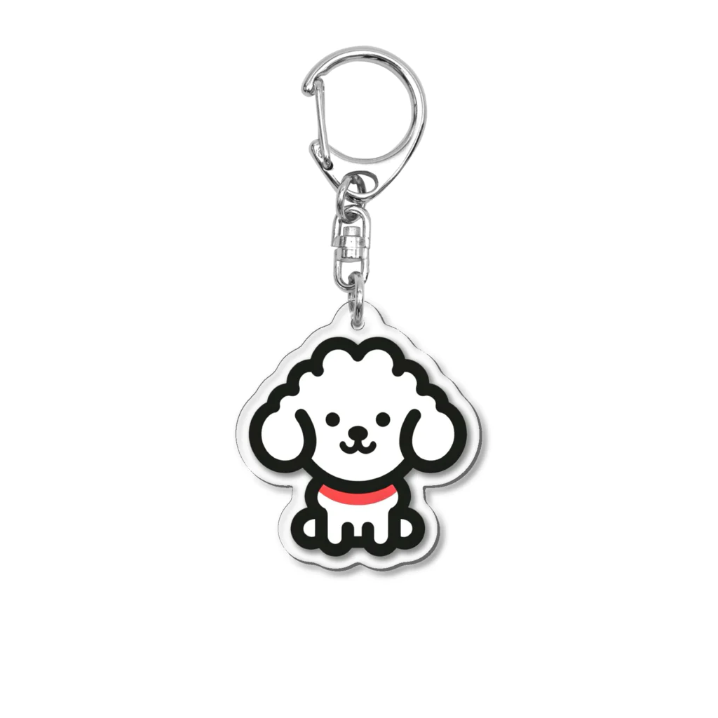 わんこグッズしょっぷcooの白プードル Acrylic Key Chain