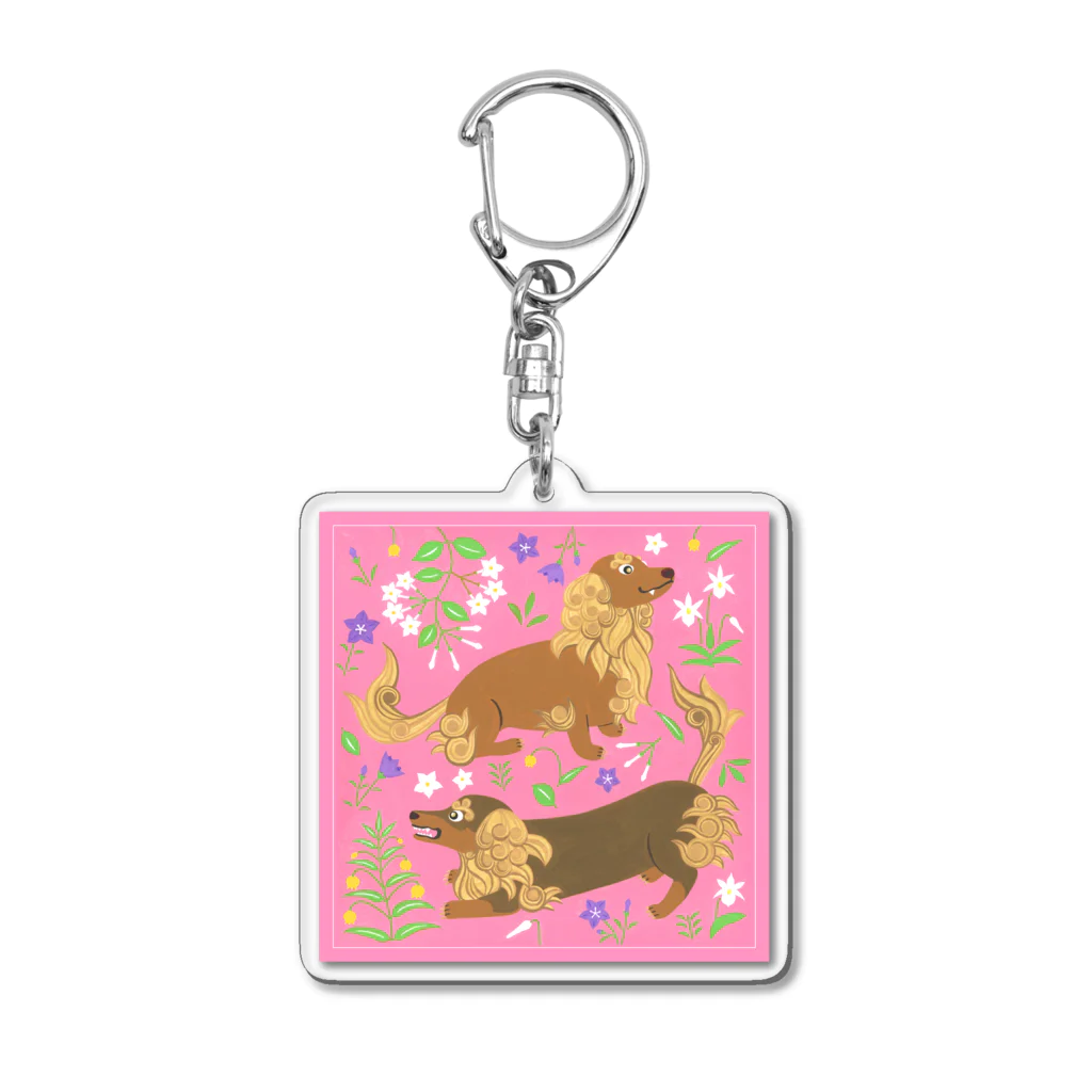 ワンこよみ時々ネコの守護ダックスフンド　guardian dachshunds Acrylic Key Chain