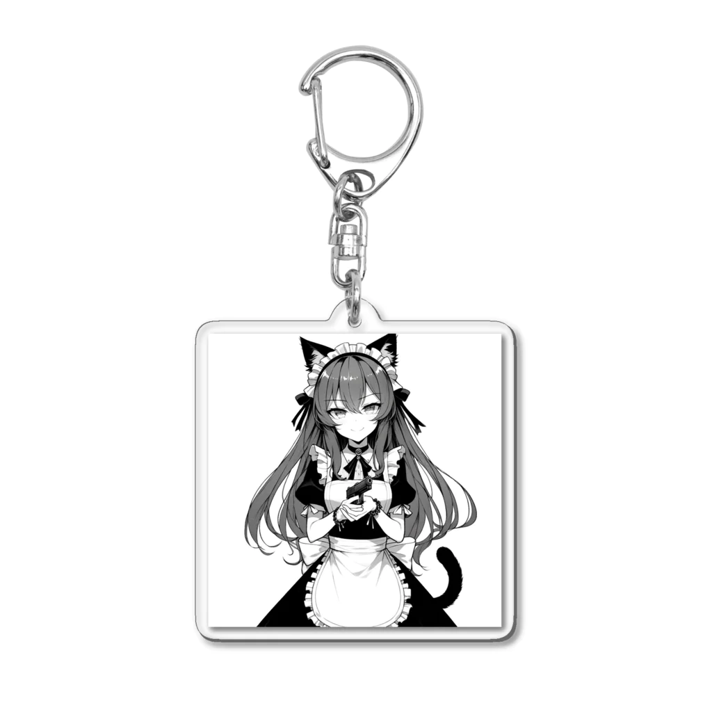 cray299の闘う猫メイド（ハンドガン） Acrylic Key Chain