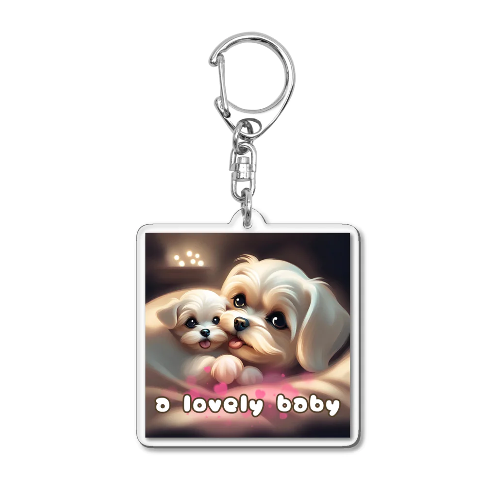 Carl.FamilyのＩLOVEわんちゃん【まるちーず】 Acrylic Key Chain