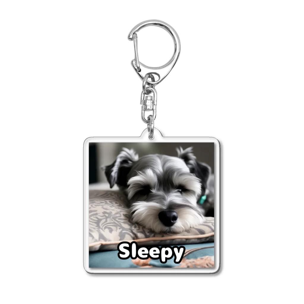 kkb81の眠そうなミニチュア・シュナウザー Acrylic Key Chain