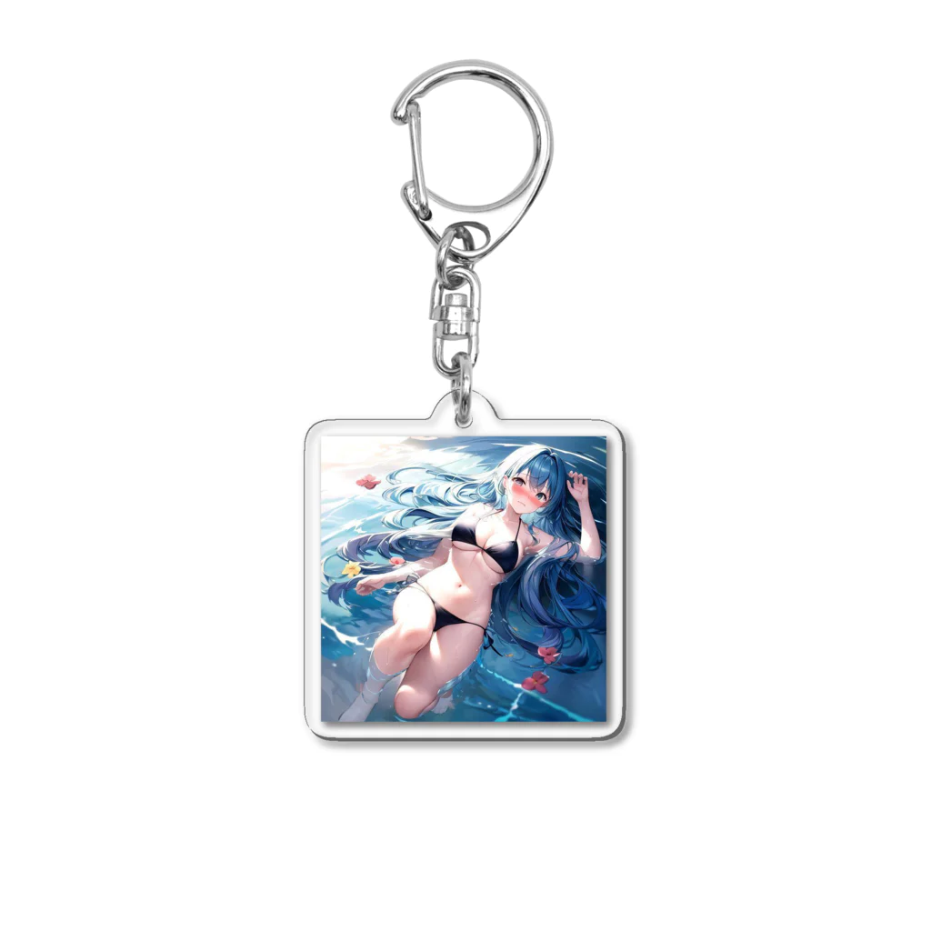 あなたに夢中の黒いビキニの女の子（青髪Ｖｅｒ．） Acrylic Key Chain