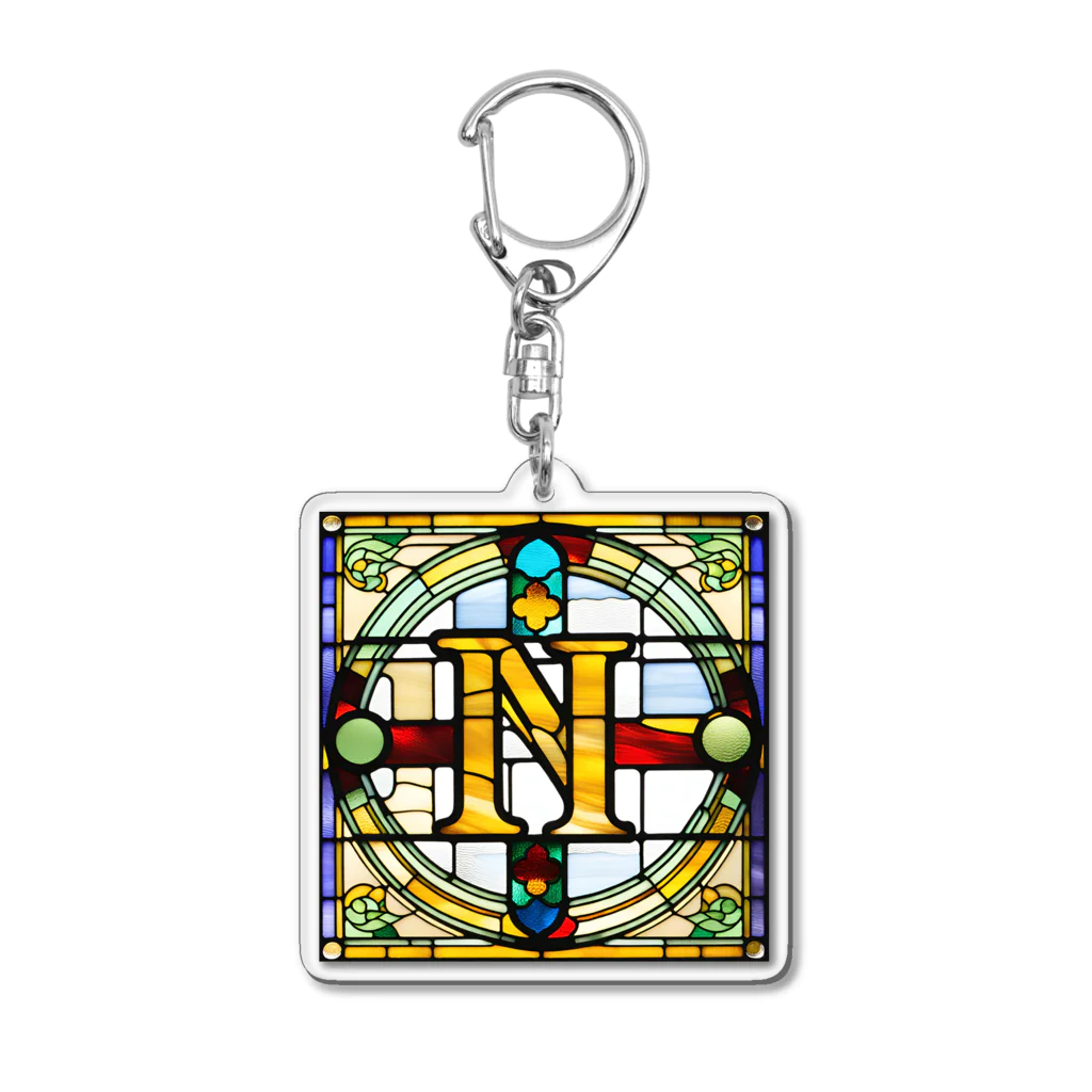 alphabet stained glassのstained glass N アクリルキーホルダー