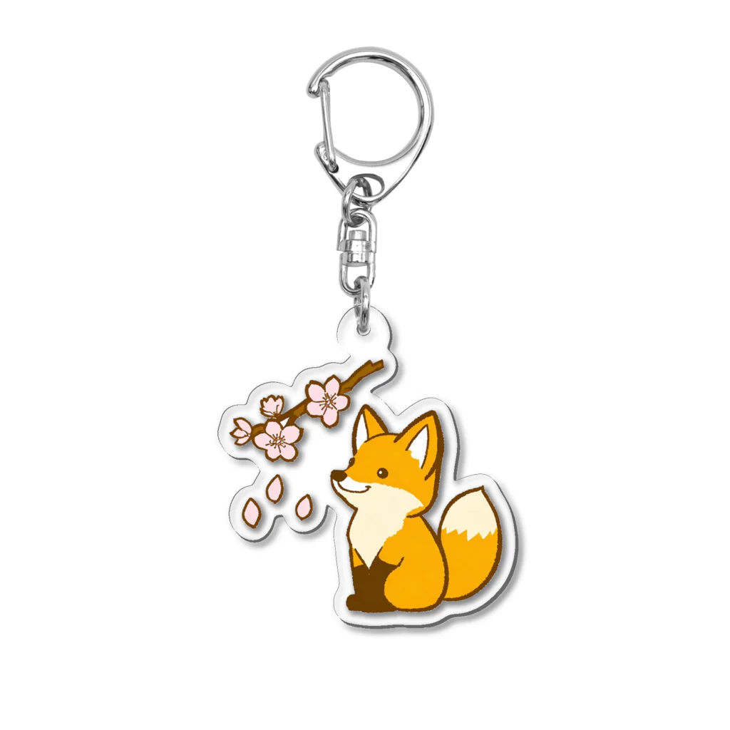 フォックスのきつねショップのお花見をするきつねさん Acrylic Key Chain