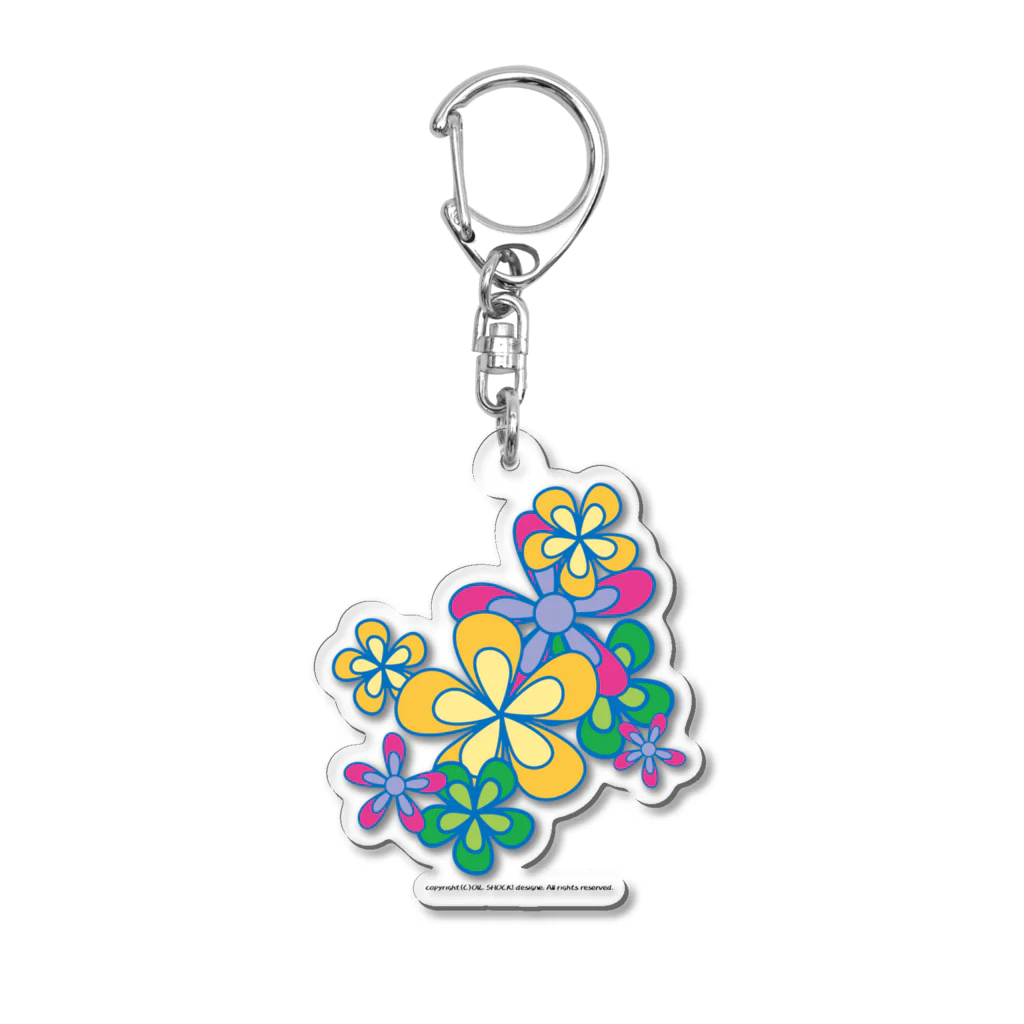 ファンシーTシャツ屋のカラフルフラワーアート Acrylic Key Chain