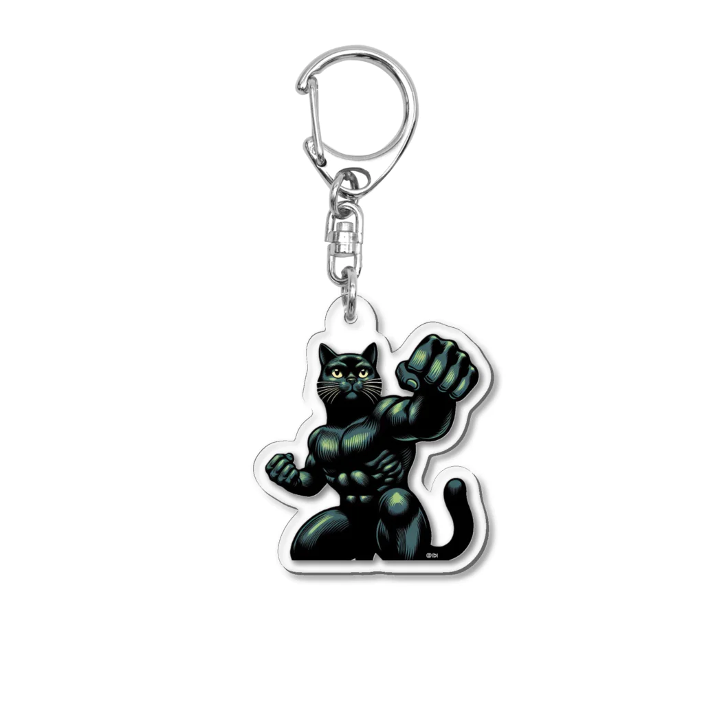 lblのマッチョな黒猫君 Acrylic Key Chain