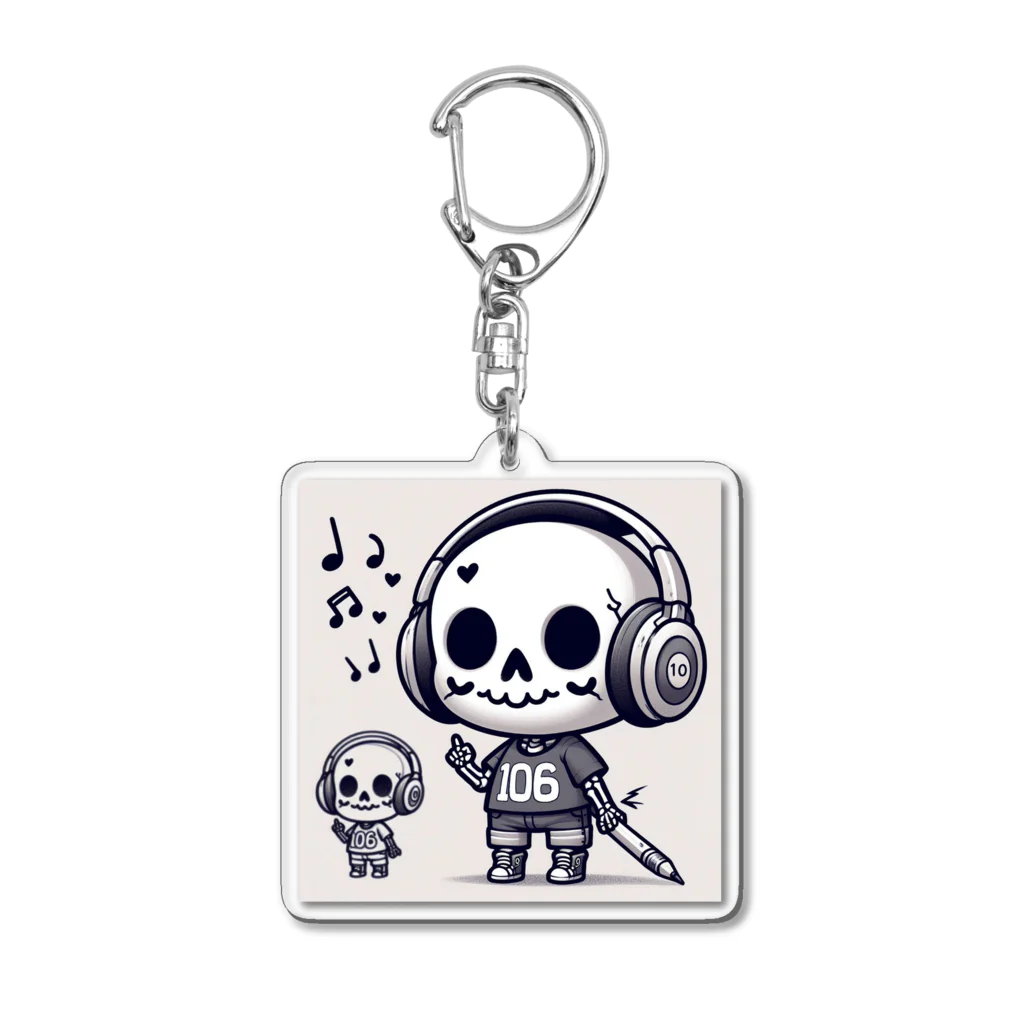 音楽ルー106のかわいい骸骨 Acrylic Key Chain