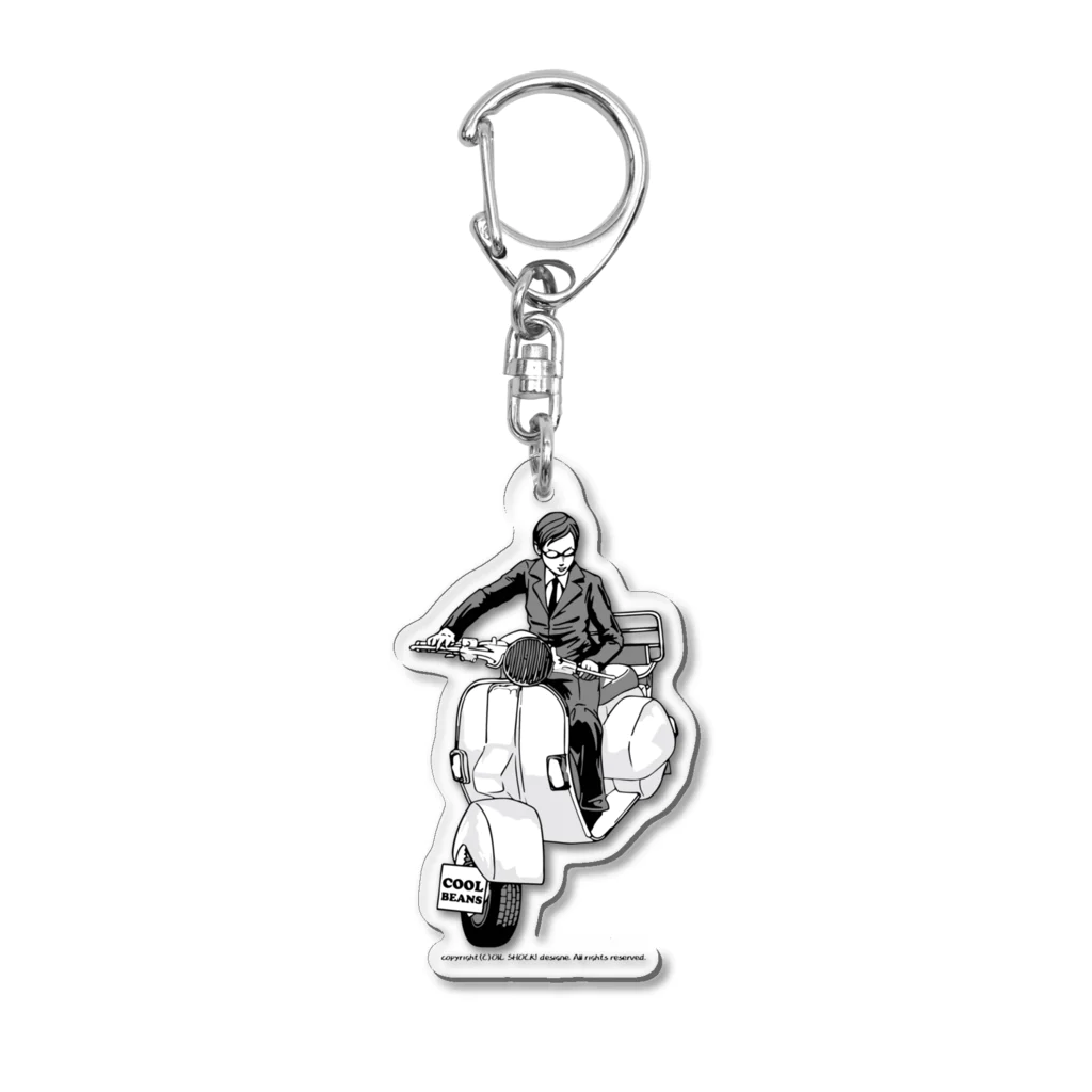 ファンシーTシャツ屋のクラシックスクーターに乗る男性 Acrylic Key Chain