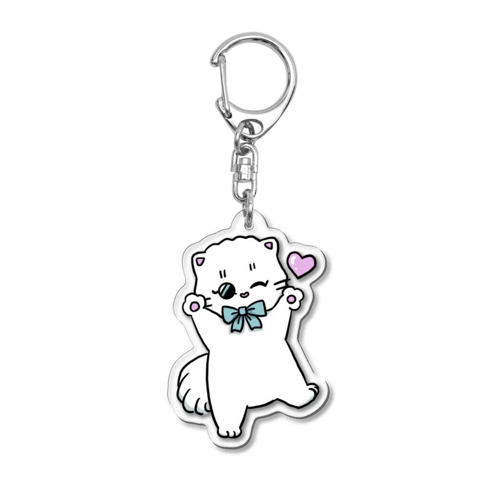 お砂糖と白い猫　creamy catのらぶりーメルちゃん Acrylic Key Chain