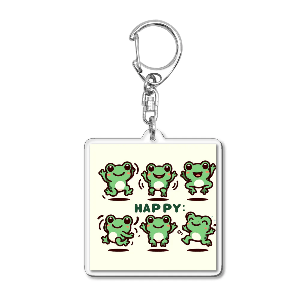 カエルグッズのHAPPYカエル踊り Acrylic Key Chain