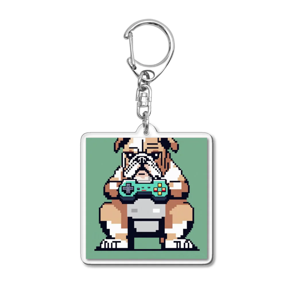 barisukaのゲーム中毒のブルドッグ Acrylic Key Chain