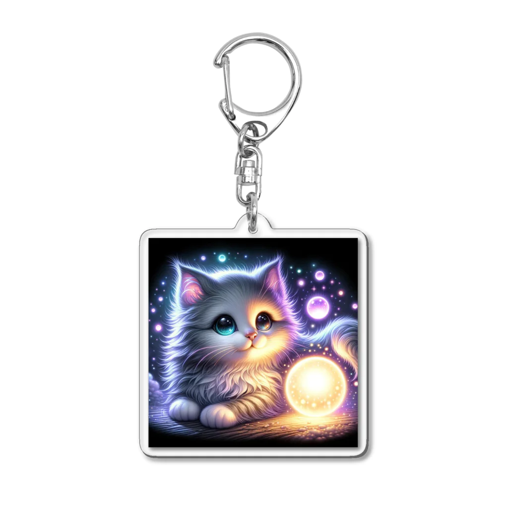 katohkouchiの光導の探求者、好奇心旺盛な猫 Acrylic Key Chain