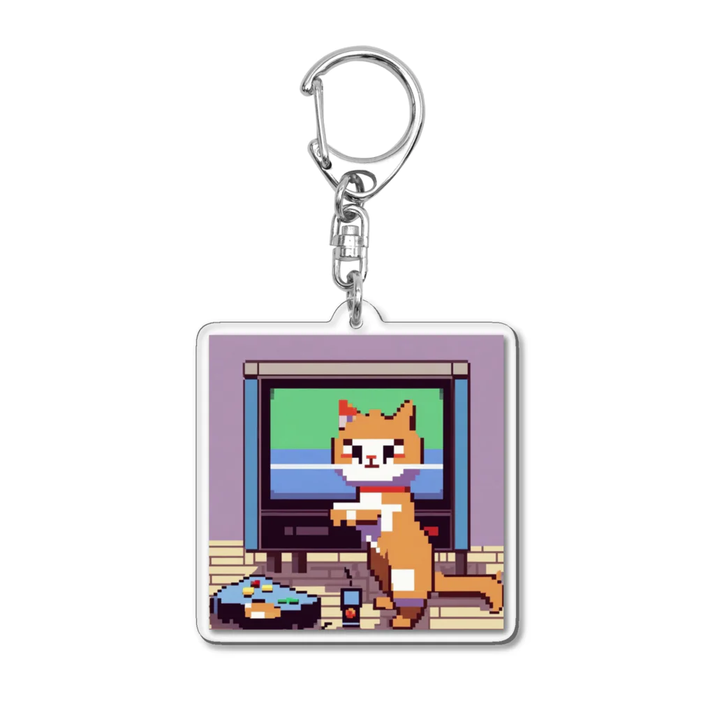 masaのテレビのリモコンを転がしている猫 Acrylic Key Chain