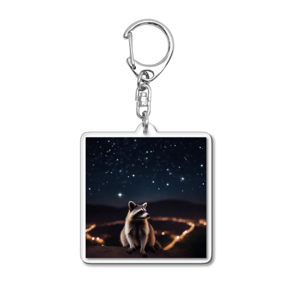 araiguma_shopの星を眺めているアライグマ Acrylic Key Chain