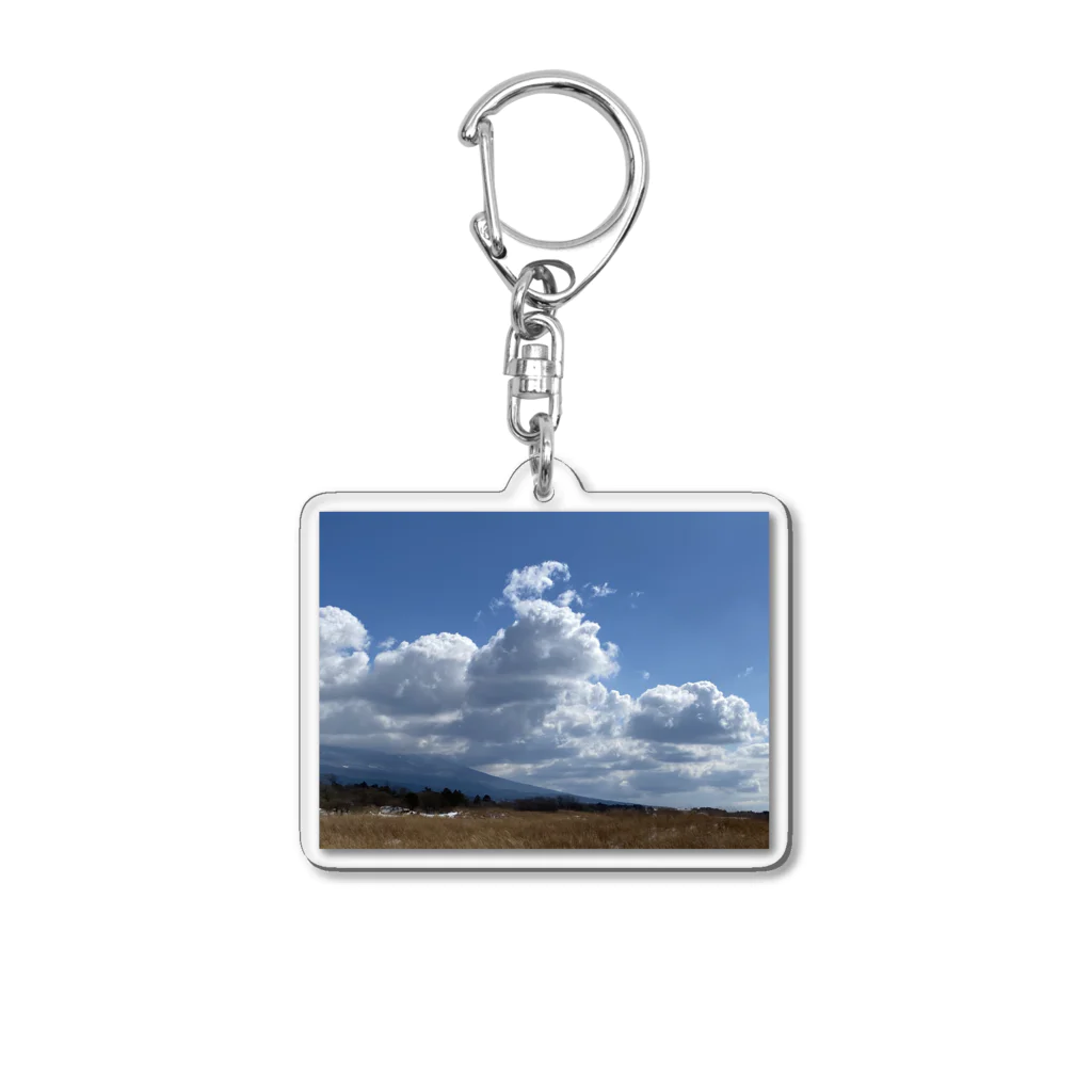 きょ✿˘︶˘✿ .｡.:* ♬*゜の富士山を囲むふわふわな雲 Acrylic Key Chain