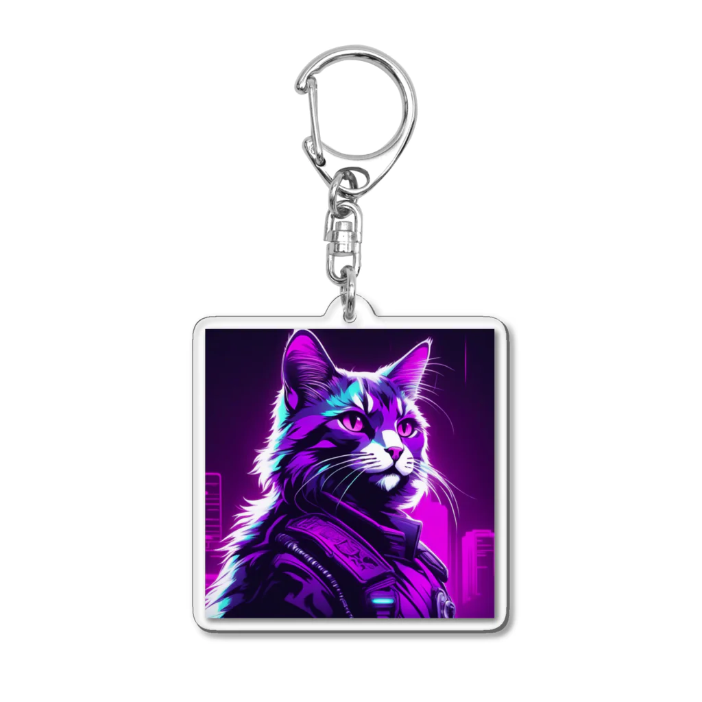 jujumarucatのROCKYCAT　ガラス越し Acrylic Key Chain