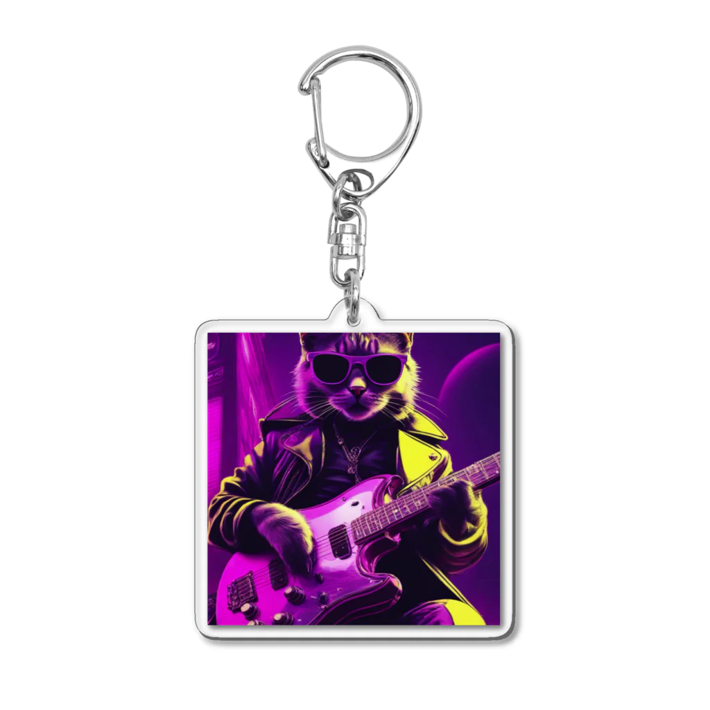 jujumarucatのROCKYCAT　ギター６ Acrylic Key Chain