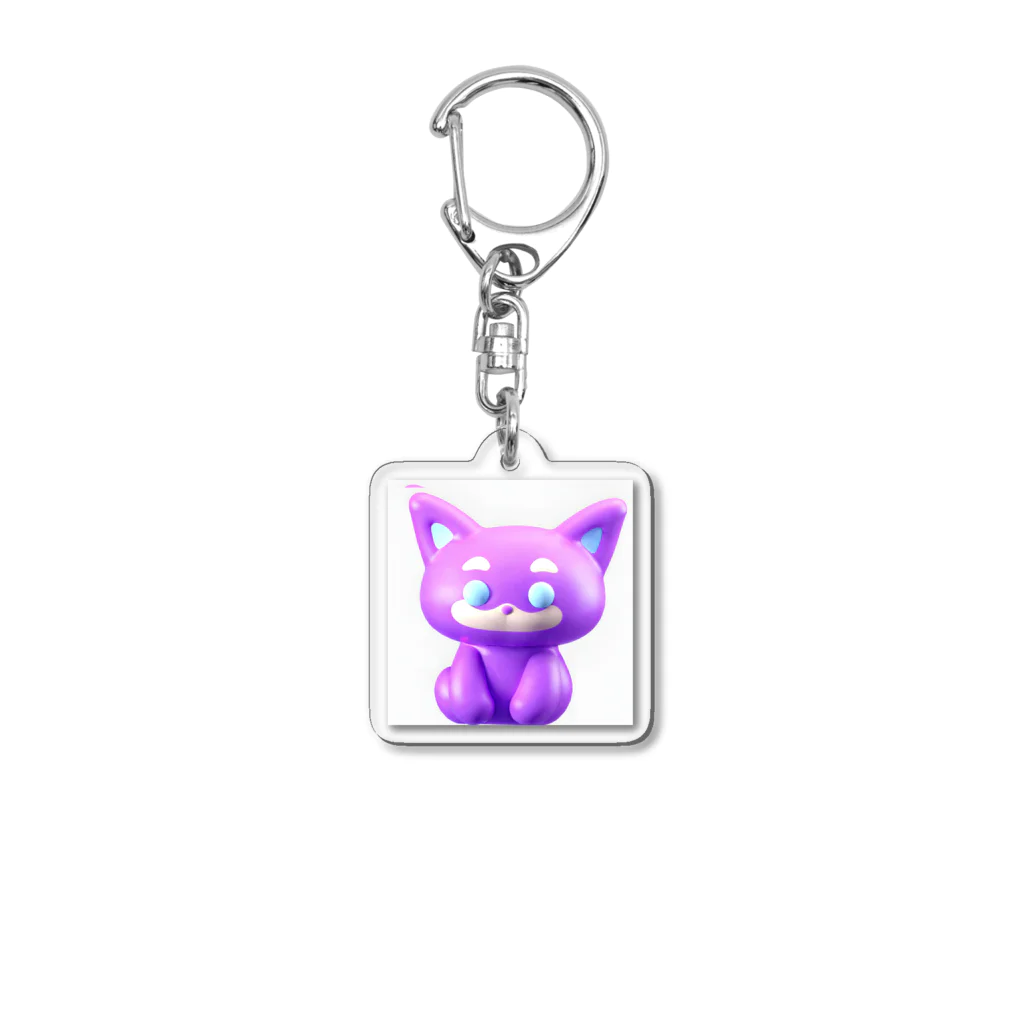 まねきねこのバイオレット　キャット Acrylic Key Chain