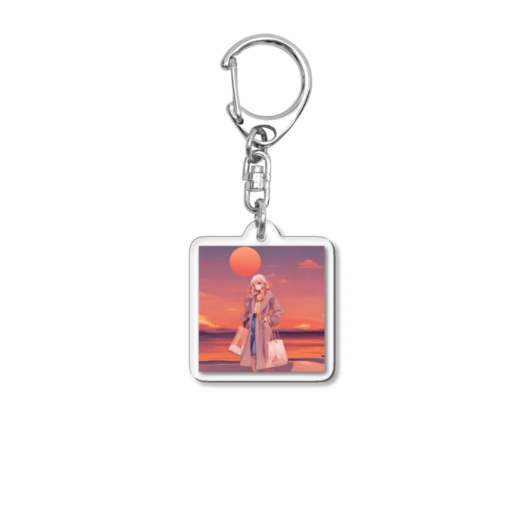 hi__romaの夕日に似合う女性 Acrylic Key Chain