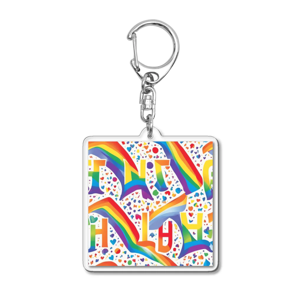 Happy　Rainbow　Flagのレインボーフラッグ Acrylic Key Chain