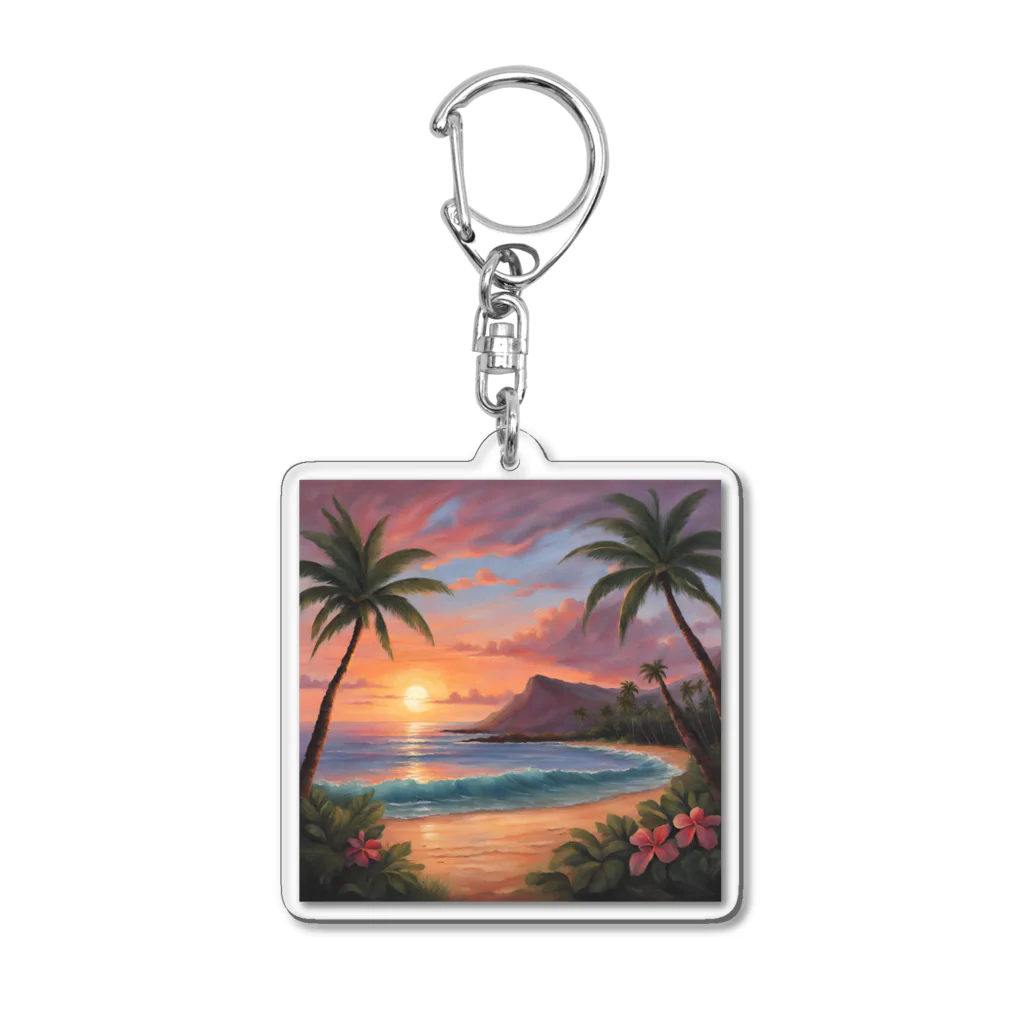 ロマンティックのハワイの夕陽 Acrylic Key Chain