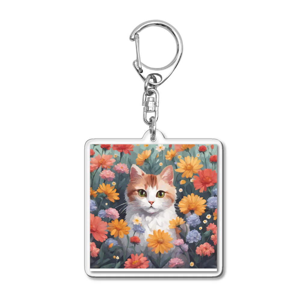 FLOWERアニマルのロココFLOWERキャットコスモス Acrylic Key Chain