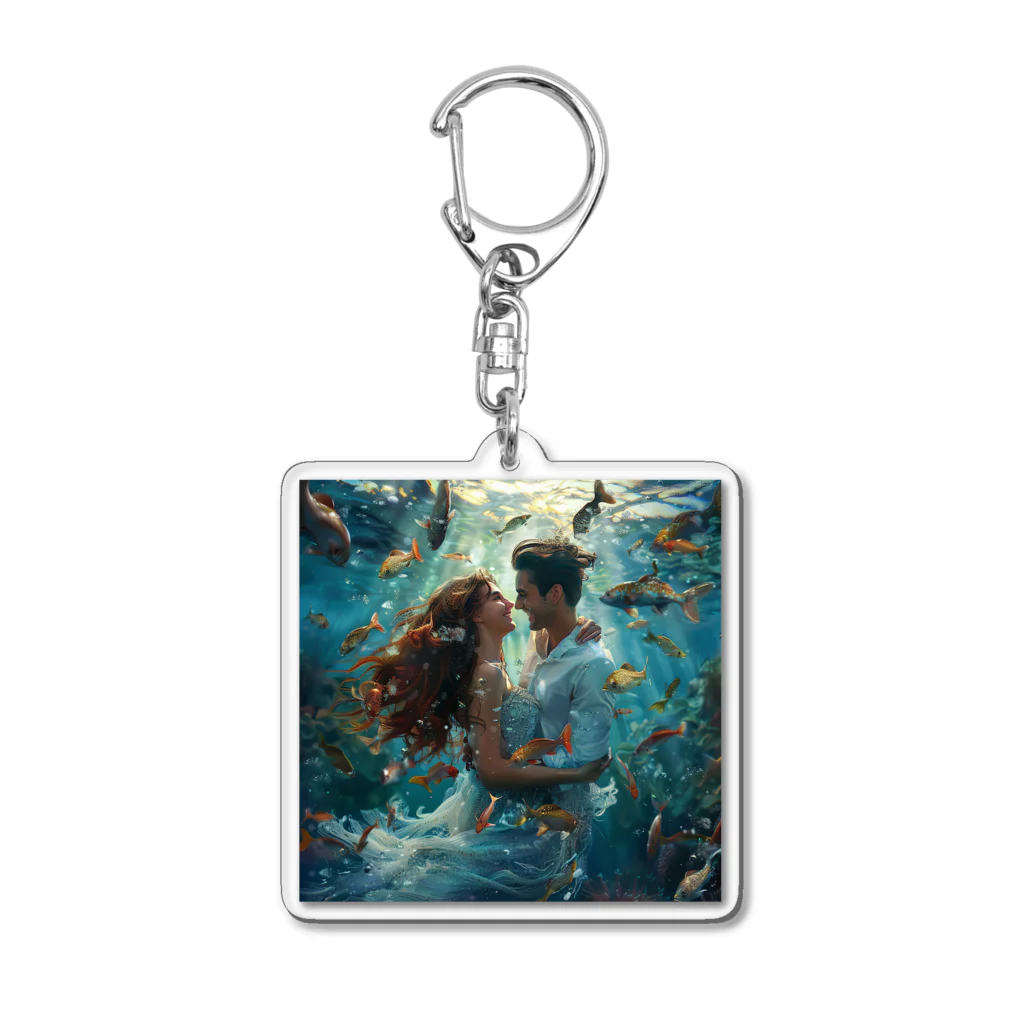 AQUAMETAVERSEの人魚姫と王子の微笑み アメジスト 2846 Acrylic Key Chain