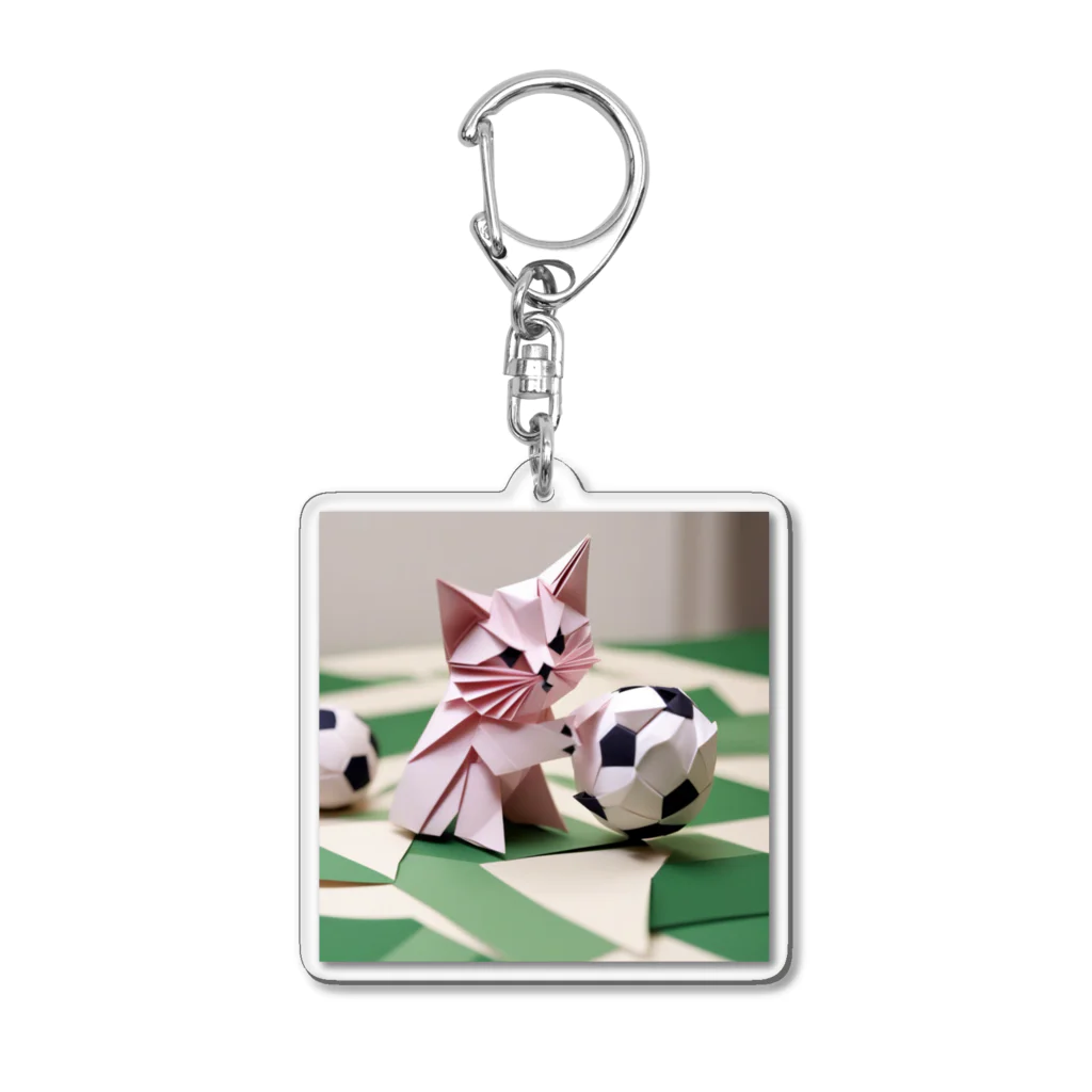 my82のサッカーボールとこねこ Acrylic Key Chain