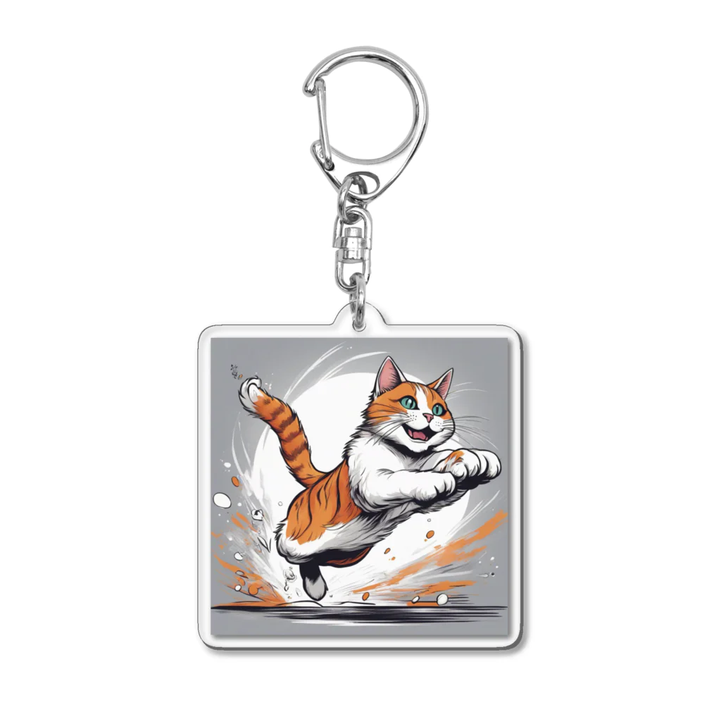 にゃんこーねこの飛ぶ猫 Acrylic Key Chain