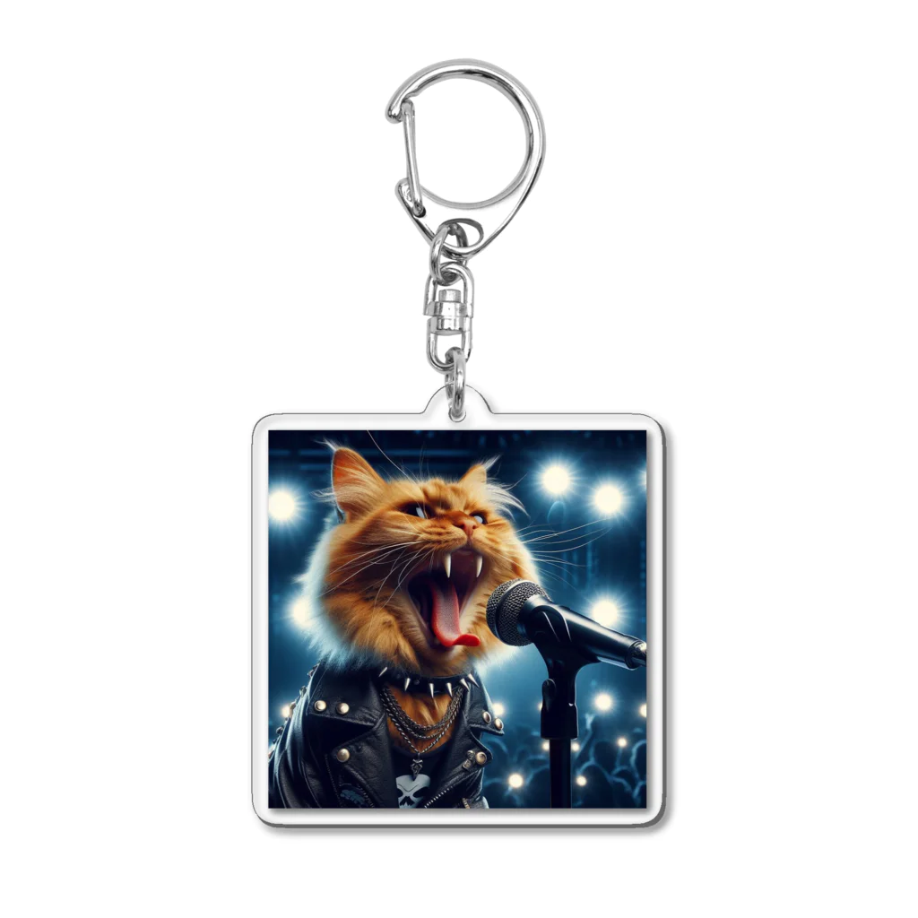 adarahのヘビメタシャウト猫 Acrylic Key Chain