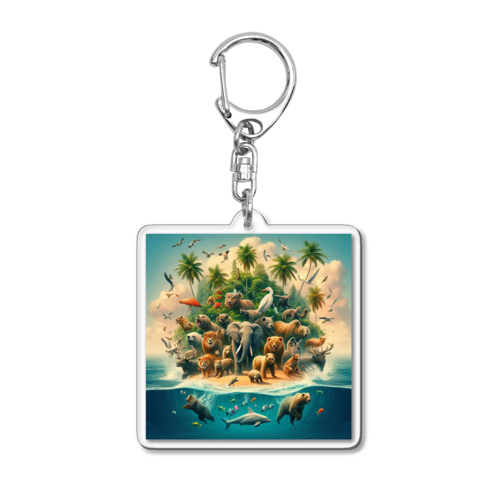 nyonsunの宝箱の動物達の楽園物語 Acrylic Key Chain