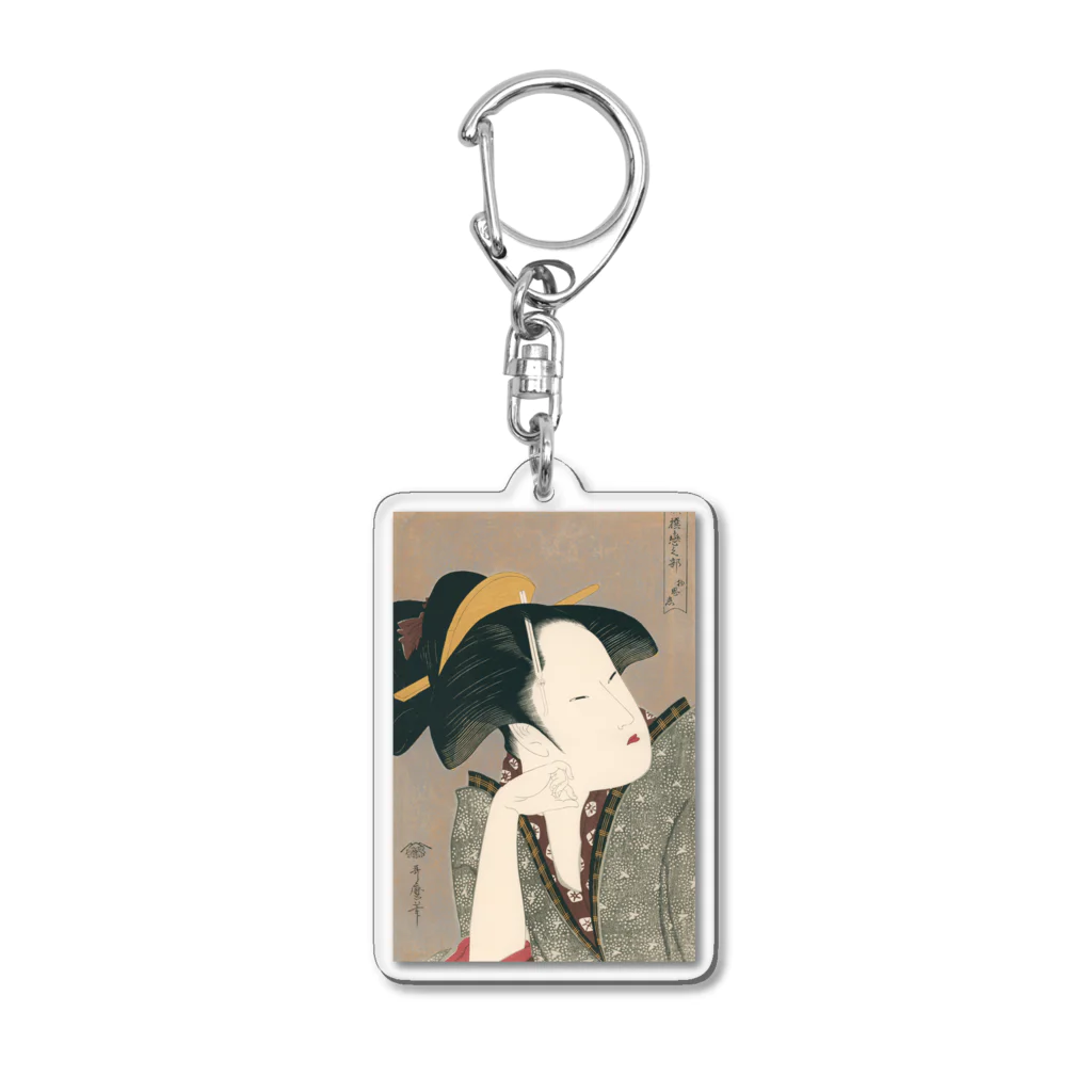 寿めでたや(ukiyoe)の浮世絵：喜多川歌麿_物思恋 Acrylic Key Chain