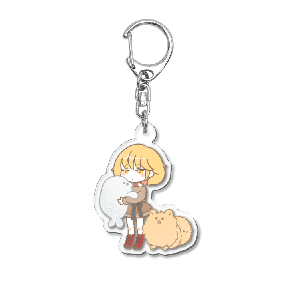 かろぺちゃのアザラシとポメラニアンを飼う Acrylic Key Chain