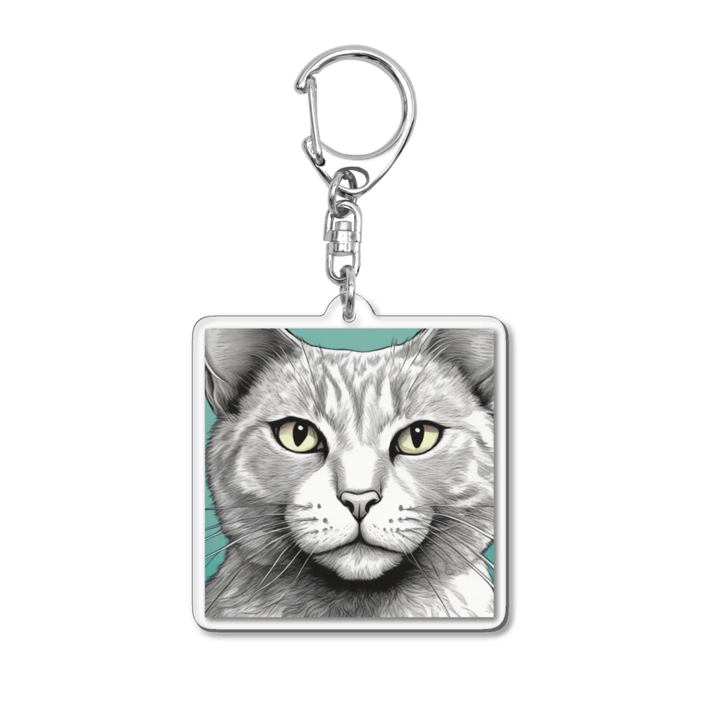 にゃんこーねこのドアップ猫 Acrylic Key Chain